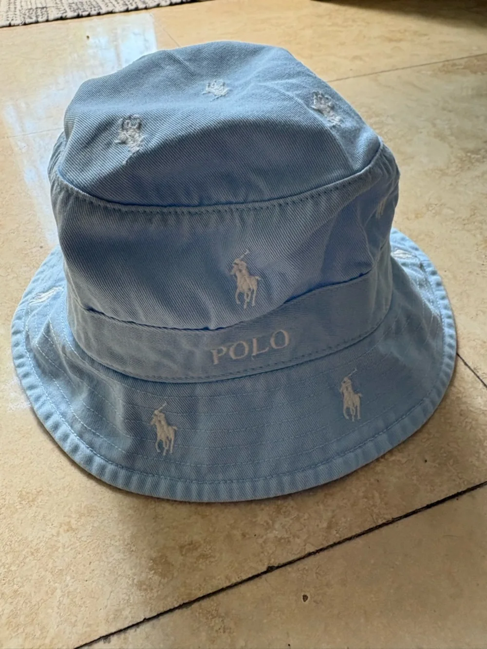 Polo by Ralph Lauren Sky Blue Embroidered Logo Bucket Hat - Picture 4 of 6